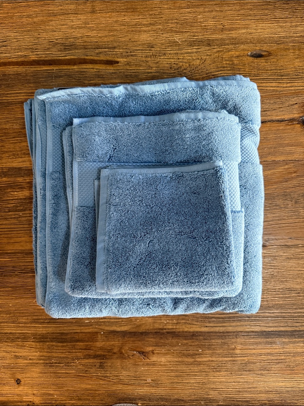 Soft Sky Blue Bath Towel Set - Plush Cotton Towels
